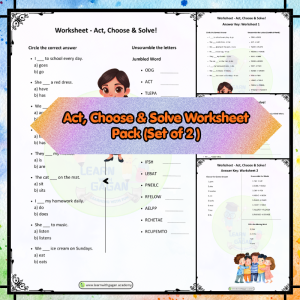 Grade 2 English Worksheet – Act, Choose & Solve (Grammar & Jumbled Words) with Answer Key - Set of 2 Worksheets