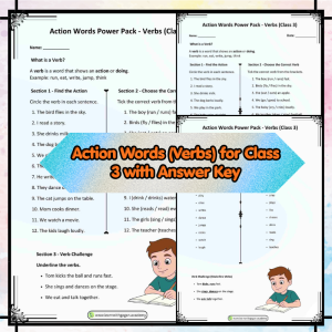 Grade 3 English Worksheet - Action Words (Verbs) with Answer Key | Grammar Practice Printable PDF