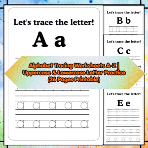 Alphabet Tracing Worksheets A–Z | Uppercase & Lowercase Letter Practice