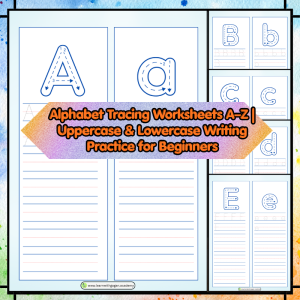 Alphabet Tracing Worksheets A–Z | Uppercase & Lowercase Writing Practice for Beginners