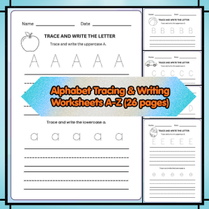 Nursery - Alphabet Tracing & Writing Worksheets A-Z | Printable PDF for Early Learning