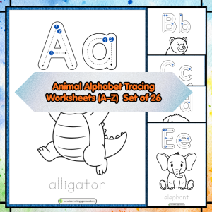 Nursery - Animal Alphabet Tracing Worksheets (A–Z) | Letter Formation & Early Writing Practice