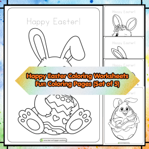 Happy Easter Coloring Worksheets | Fun Coloring Pages (Set of 5)