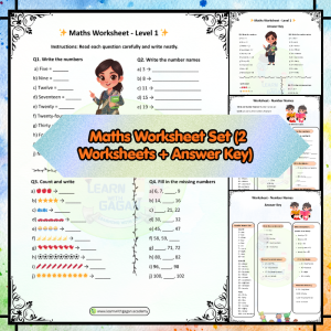 Grade 1 Maths Worksheet Set (2 Worksheets + Answer Key) | Numbers, Number Names & Counting Practice