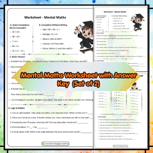 Grade 3 Mental Maths Worksheets (Set of 2) with Answer Key | Math Brain Boost Challenge Printable