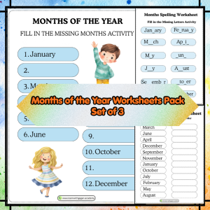Grade 1 Months of the Year Worksheets Pack | Sorting, Spelling & Missing Months Activities (Set of 3)