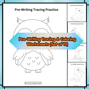 Nursery - Pre-Writing Tracing & Coloring Worksheets - Printable PDF | Fine Motor Skills Activity (Set of 15)