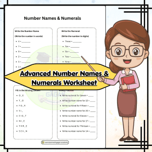 Advanced Number Names & Numerals Worksheet | Number Names 1–20 Practice