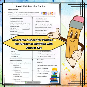 Grade 3 Adverb Worksheet for Practice - Fun Grammar Activities with Answer Key