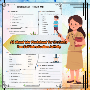 All About Me Worksheet for Students | Fun Self Introduction Activity | Printable English Worksheet