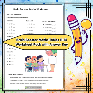 Grade 2 Brain Booster Maths Tables 11–15 Worksheet with Answer Key | Multiplication Practice for Strong Number Skills