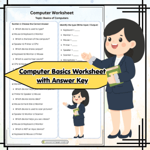 Computer Basics Worksheet with Answer Key (Input & Output Devices + MCQs) | Printable Practice Pack