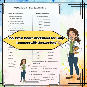 Grade 3 EVS Brain Boost Worksheet | Animals, Living & Non-Living, Plants Activity Sheet with Answers