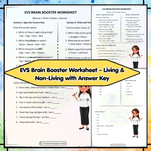 Grade 2 EVS Brain Booster Worksheet – Living & Non-Living, Health & Environment Practice Sheet