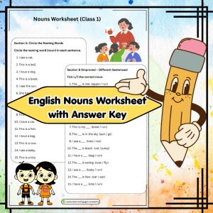 Grade 1 English Nouns Worksheet with Answer Key (Easy & Fun Naming Words Activity Pack)