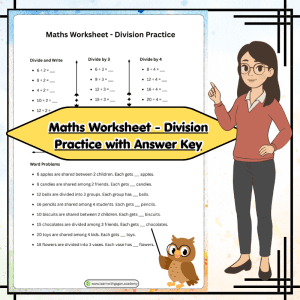 Grade 1 Maths Worksheet – Division Practice with Answer Key | Easy Printable Activity Pack