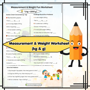 Grade 2 Measurement & Weight Worksheet (kg & g) – Fun Conversion Practice for Early Learners