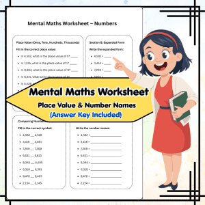 Grade 3 Mental Maths Worksheet - Place Value, Expanded Form & Number Names (With Answer Key)