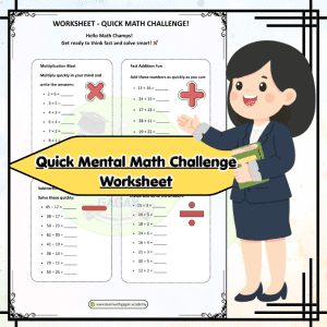 Grade 2 Quick Mental Math Challenge Worksheet – Multiplication, Addition, Subtraction & Division Practice