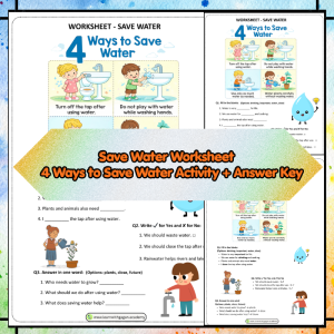 Save Water Worksheet for Grade 2 | 4 Ways to Save Water Activity + Answer Key (Printable EVS)