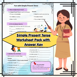 Grade 3 Simple Present Tense Worksheet Pack with Answer Key | Grammar Practice for Negatives, Questions & Daily Routine