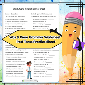 Grade 3 Was & Were Grammar Worksheet Pack | Past Tense Practice Sheet for Teachers & Parents (Printable PDF)