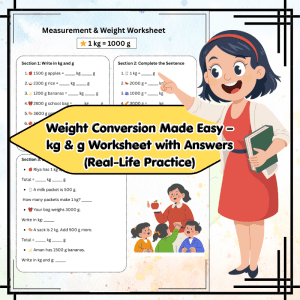 Grade 2 Weight Conversion Made Easy - kg & g Worksheet with Answers (Real-Life Practice)
