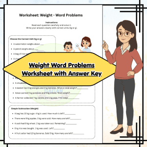 Grade 2 Weight Word Problems Worksheet with Answer Key - Addition & Subtraction Practice (Printable)