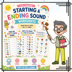 Starting & Ending Sounds Worksheets Set of 5 | Fun Phonics Practice Pack for Early Learners