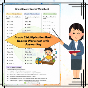 Grade 2 Multiplication Brain Booster Worksheet with Answer Key