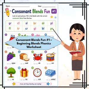 Consonant Blends Fun #1 – Beginning Blends Phonics Worksheet | Printable Reading Activity for Grade 1