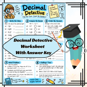 Decimal Detective Worksheet with Answer Key